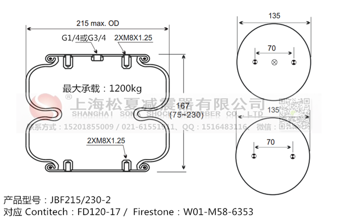 JBF215/230-2橡膠<a href='http://www.cddo.cn/' target='_blank'><u>空氣彈簧</u></a>