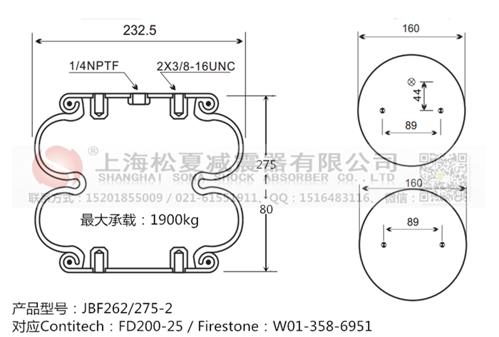 JBF262/275-2橡膠<a href='http://www.cddo.cn/' target='_blank'><u>空氣彈簧</u></a>